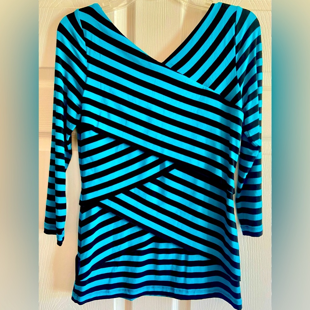 Vince Camuto 3/4 sleeve striped layered top (S)